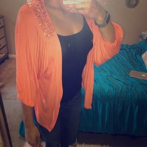 Orange Buckle Kimono Top.